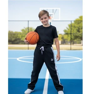 Felpa Puma bambino taglia XL 18-20 nera righe laterali atletica jogger abbigliamento attivo - Foto 1 di 10