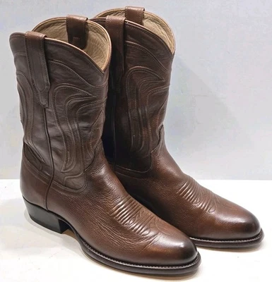 Tecovas The Cartwright 棕色皮革拉牛仔工作靴男式 8.5D 码 — 第 1/4 张图片