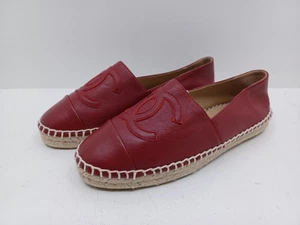 Chanel Rojo Alpargatas Zapatos Sandalias 38 - Imagen 1 de 5