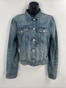 Chaqueta vaquera azul perfecta con botones de manga larga Rag & Bone para mujer talla L - Imagen 1 de 14