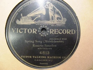 1906 ROSARIO BOURDON Cello Mendelssohn Spring Song Victor GRAND PRIZE 4813 - Picture 1 of 1