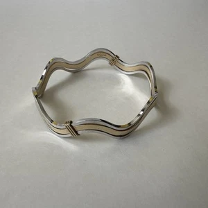 Vintage 1980’s Avon Gold & Silver Wave Bangle Bracelet 2.75” - Picture 1 of 6