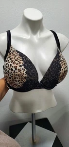 Reggiseno imbottito balconcino raso cacique foderato ferretto stampa animalier donna 44D - Foto 1 di 6
