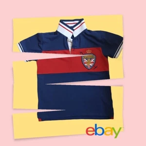 Vintage 90's Boy's Blue Embroidered PRL CLUB Polo Shirt Med 10/12 - Picture 1 of 6