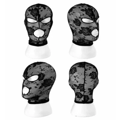 Elastic Mesh Veil Sexy Full Face Hood Fashion Black Lace Mask Nightclub - Image 1 of 4