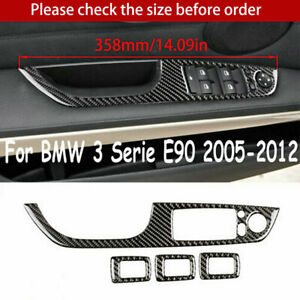 Carbon Fiber Window Lift Switch Button Panel Cover Trim For BMW E90 2005-2012
