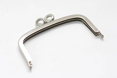 Taschenrahmen / Taschenbügel / Portemonnaie, ca. 95 x 50 mm, Nickel, 80er Jahre - Bild 1 von 4