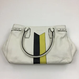 AIMEE KESTENBERG Off White Yellow Black Detail Logo Hardware Handbag Purse - Picture 1 of 10