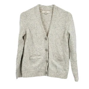 LOFT Size PXS Cream & Gray Wool Blend Long Sleeve Boyfriend Pocket Cardigan - Picture 1 of 6