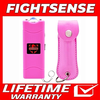 FIGHTSENSE Mini Stun Gun and Pepper Spray Combo for Self Defense - Extremely Powerful Pink