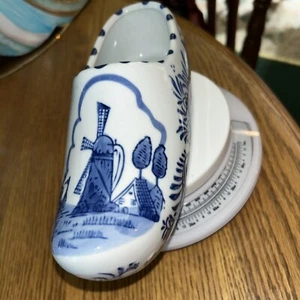 Vintage 8” Dutch Blue Clog Shoe Hand Painted Holland Dutch Windmill China VTG - Picture 1 of 4