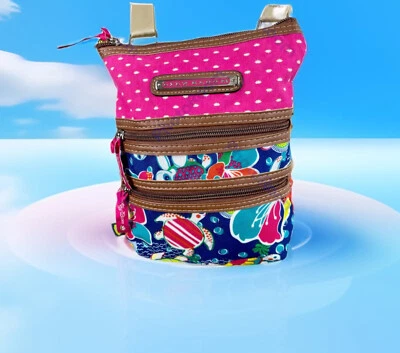 Lily Bloom Crossbody Bag Sea Turtles Polka Dots Zippers Whimsical Tropical Beach - Image 1 of 4