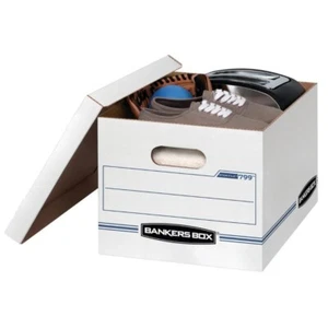 10Pack Basic Duty Letter/Legal File Storage Box w/Lids,White Corrugate Cardboard - Picture 1 of 11