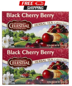 Celestial Seasonings Black Cherry Berry Tea Bags 20 Count Pack of 2 - Picture 1 of 8