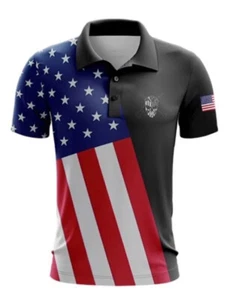 American Grunt Freedom On Polo Red White Blue XL Shirt Golf Guns USA Patriot - Picture 1 of 5