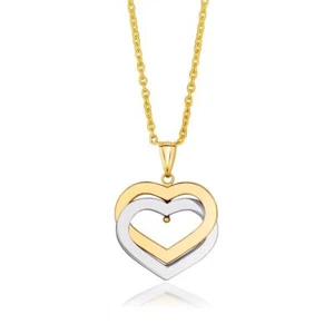 14k Two-Tone Gold Intertwined Hearts Pendant - Picture 1 of 1