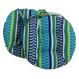 16-inch Outdoor Spun Polyester Tufted Chair Cushion (Set of 2) - Pike Azure