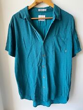 Stussy - Mens Rayon Button Up Collared Patterned Shirt  - Blue/Teal - Size M