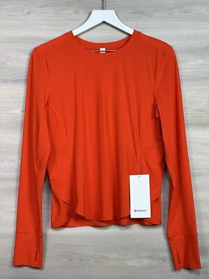 Lululemon UV Protection Fold Over Running LS Size 12 Solar Orange SLRO 53865 - Image 1 of 4