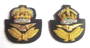 ROYAL AIR FORCE OFFICER BERET SIZE CAP BADGE - QC or KC  RAF / RAF REGIMENT - Picture 1 of 3