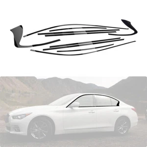 Chrome Delete Blackout Overlay Window Trim Bright Black For Infiniti Q50S 14-23 - Bild 1 von 6