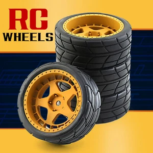 4PCS Drift Tires&Wheels 12mm Hex for HPI HSP 1:10 RC On Road Racing Car Black. - Picture 1 of 9