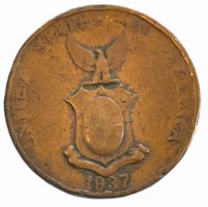 1937 M Philippines 1 Centavo Brass World Coin KM 179 Lot  C3-7 US Administration - Picture 1 of 8