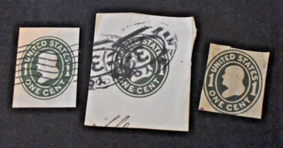 3 - 1907 - U.S. Envelope Cuts Sc# U402 1 Cent Franklin - Used - Image 1 of 4