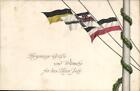 (73018) NEUJAHR - Patriotik - 3 wehende Fahnen am Mast 1915