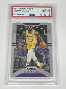 2019-20 Panini Prizm LeBron James Base Card No. 129 Graded PSA 10 Gem LA Lakers - Picture 1 of 2