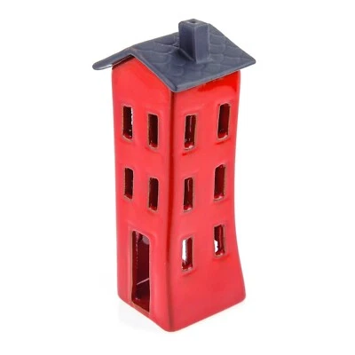 Linterna de vela moderna de cerámica con luz de té, diseño de casa, color rojo, tamaño grande Foto 1 de 4