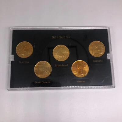 2001-D State Quarters Gold Set NY RI KY NC VT - Image 1 of 4