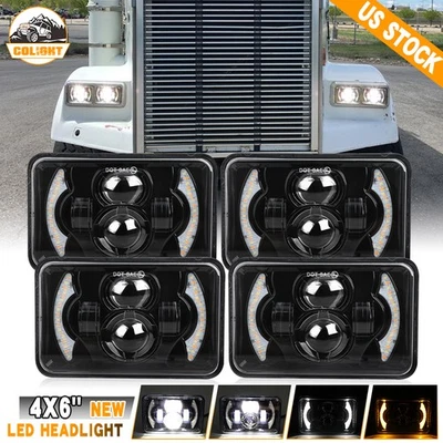 4 шт светодиодных фар 4x6 дюймов HI/LOW для Freightliner FLD120 1988-2010 FLD112 Classic - Изображение 1 из 4
