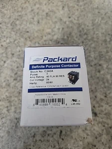 New Packard C340A 3P 40A FLA 50A RES 24V Coil Definite Purpose Contactor - Picture 1 of 6