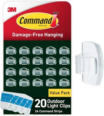 Command Outdoor Light Clips 20 Clear Clips 24 Strips Weather-Resistant - Image 1 of 4