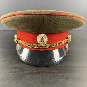 Cappello berretto visiera parata ufficiale truppa militare esercito rosso russo URSS sovietico taglia 7 - Foto 1 di 7