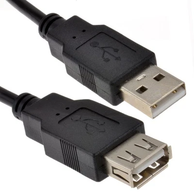 USB 2.0 24AWG Cable EXTENSION Lead A Plug to Socket 15cm/25cm/50cm/1m/1.8m/2m/3m - Image 1 of 4
