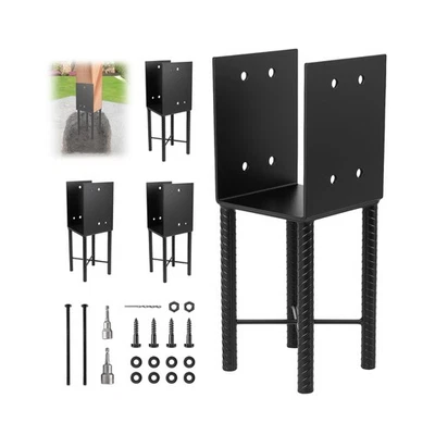 NOLIVEN 4 Pcs 6"x6" Heavy Duty U-Shaped Post Base for Concrete, Wet Concrete Post Anc...
