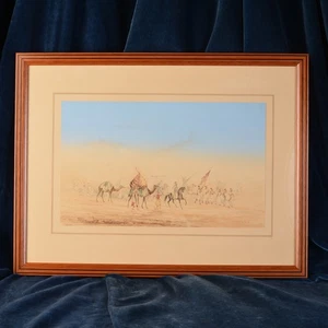 Orientalist Watercolor L Gaby Circa 1900 Dromedaries, Horses... - Picture 1 of 8