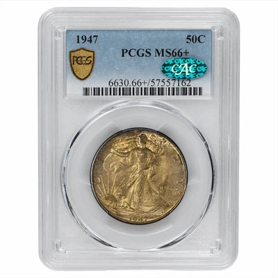 1947 Walking Liberty Half Dollar 50C PCGS MS 66+ CAC - Image 1 of 3