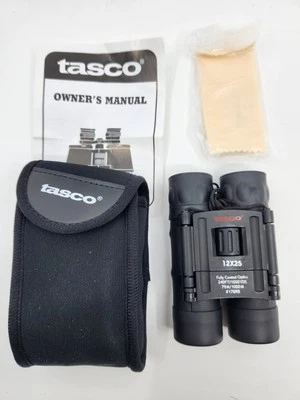 TASCO 12x25 Black Compact Binoculars and Case 240feet 1000Yards 79m 1000m #178RB - Image 1 of 4