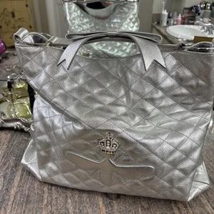 Brighton “My Flat In London” Queen Bee Metallic Silver Tote/Slouchy Bag - Picture 1 of 10