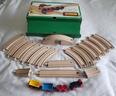 LN Vintage 1995 BRIO 33125 Suecia COMPLETO Figura 8 Tren Ferroviario Madera Set Caja Foto 1 de 4