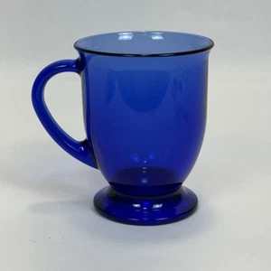 Vintage Anchor Hocking Cafe Cobalt Blue Coffee Tea Mug 16oz Pedestal Footed USA - Picture 1 of 15