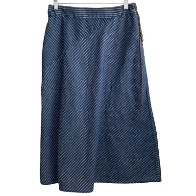 Falda vintage Norton Petites acampanada para mujer 10P rayas azul blanco Y2K con cordones laterales Foto 1 de 4