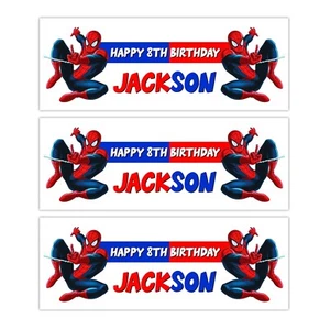 Spiderman Boys Girls Happy Birthday Name Banner - Picture 1 of 1