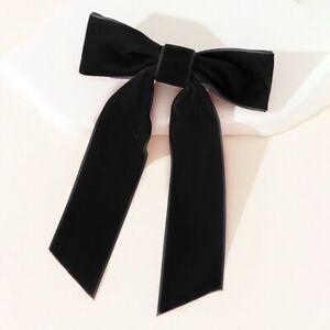 Women Bow Hairpin Long Ribbon Hair Clip Elegant Cute Vintage Velvet Bow Wedding