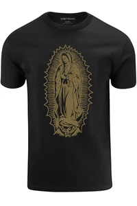 ShirtBANC Mens Graphic Shirt Virgen de Guadalupe Tshirt, Golden Virgin Mary - Picture 1 of 5