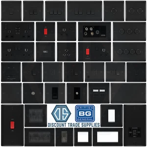 BG Nexus Matt Black Switches & Sockets Full Range Black Inserts Free Postage - Picture 1 of 78