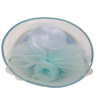 Sombrero de iglesia vintage de polipropileno elegante Tea Derby azul lentejuelas tul Foto 1 de 4